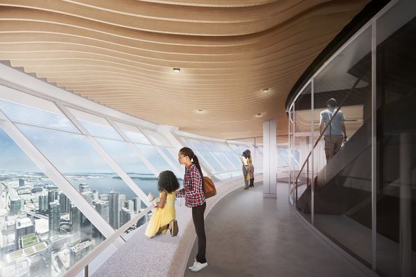 A rendering of the soon-to-be renovated outdoor terrace level at the CN Tower