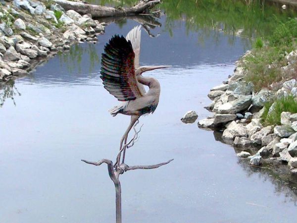 Brandt's Creek Crossing Blue Heron Statue in Bronze